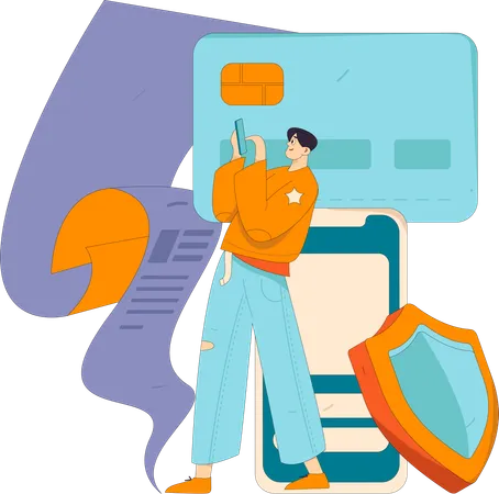 Man doing mobile payment  Illustration