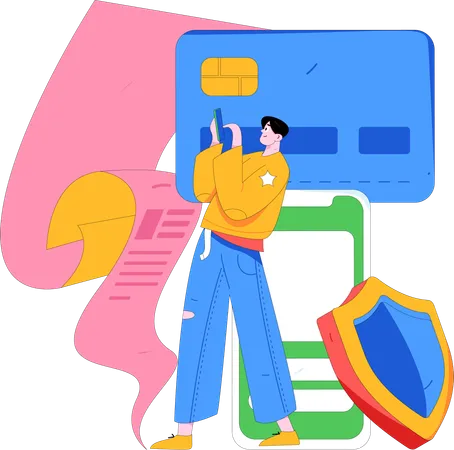 Man doing mobile payment  Illustration