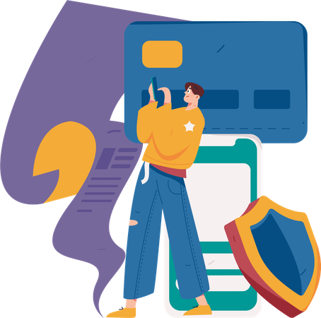 Man doing mobile payment  Illustration