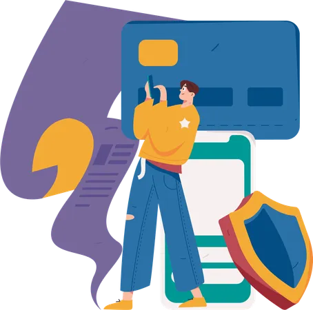 Man doing mobile payment  Illustration