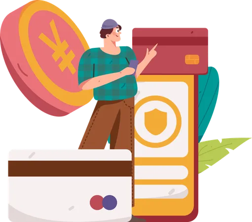 Man doing mobile payment  Illustration