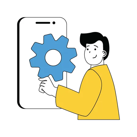 Man doing mobile setting  Illustration