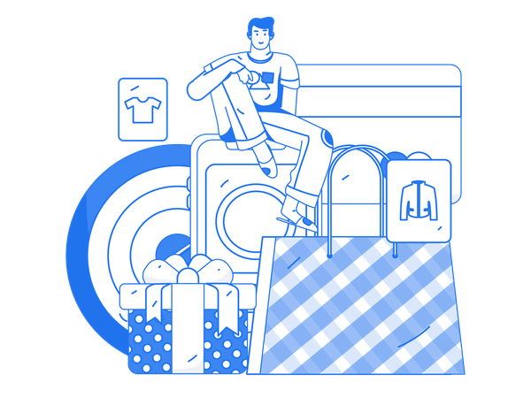 Man doing mobile shopping  Illustration
