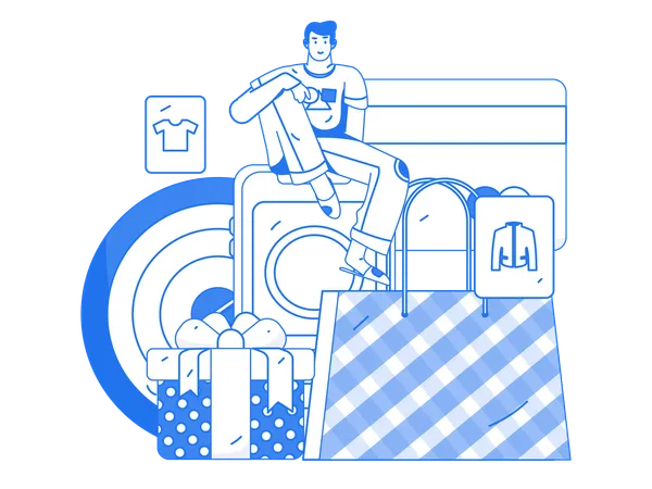 Man doing mobile shopping  Illustration