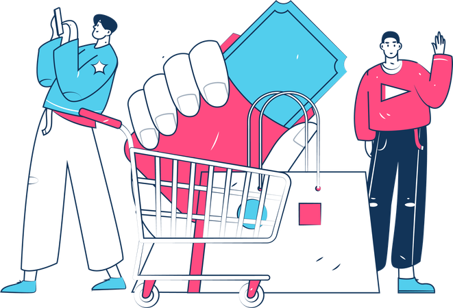 Man doing mobile shopping  Illustration