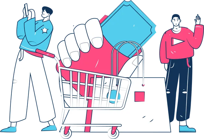 Man doing mobile shopping  Illustration