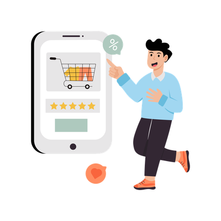 Man doing Mobile Shopping  Illustration