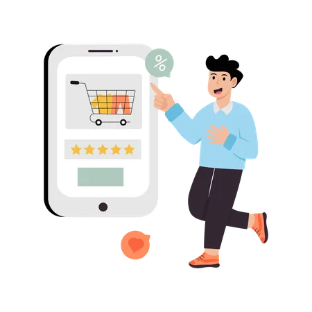 Man doing Mobile Shopping  Illustration