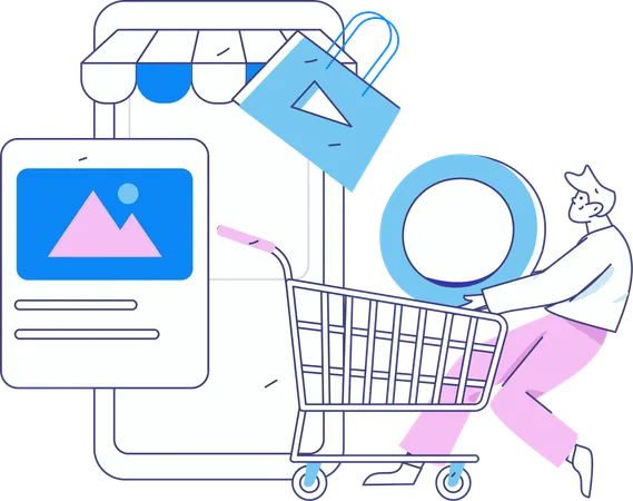 Man doing mobile shopping  Illustration