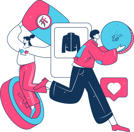 Man doing mobile shopping  Illustration