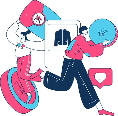 Man doing mobile shopping  Illustration