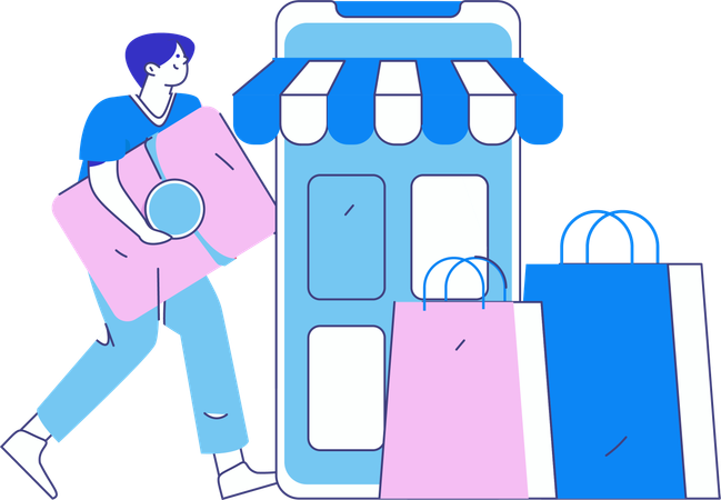 Man doing mobile shopping  Illustration