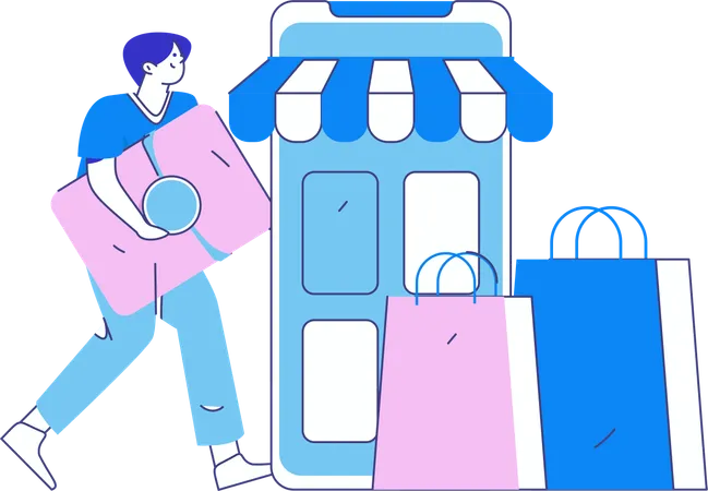 Man doing mobile shopping  Illustration