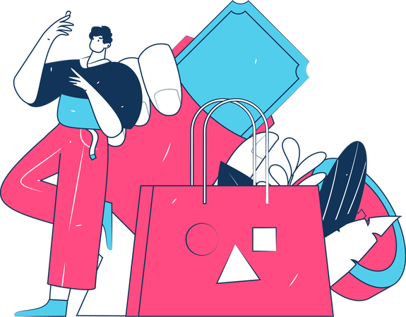 Man doing mobile shopping  Illustration