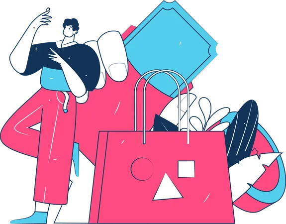 Man doing mobile shopping  Illustration