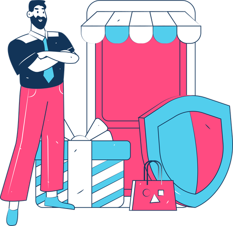 Man doing mobile shopping  Illustration