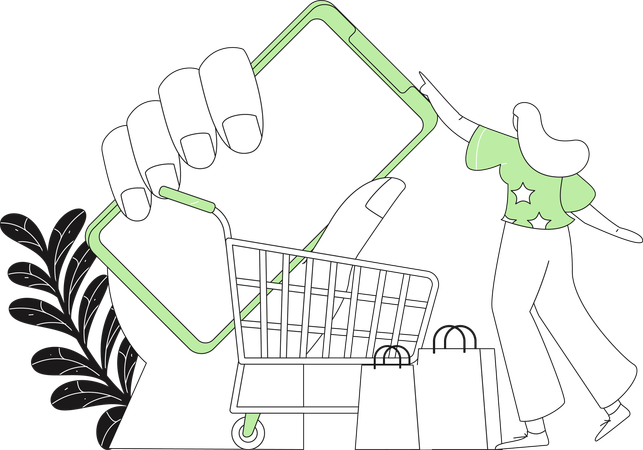 Man doing mobile shopping  Illustration