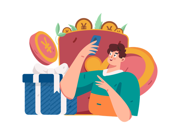 Man doing mobile shopping  Illustration