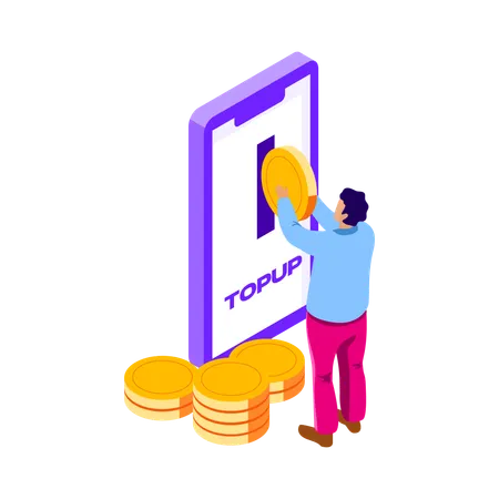 Man doing mobile top up recharge  Illustration