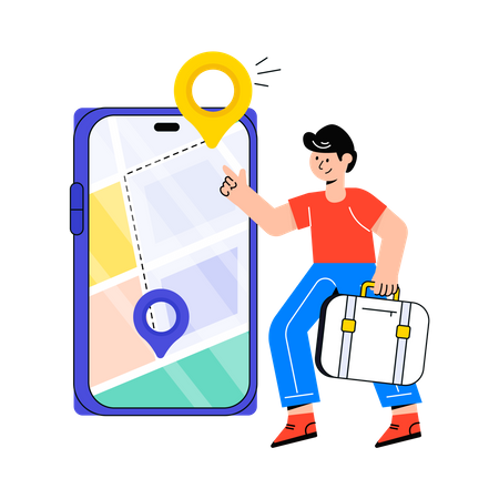 Man doing Mobile Tracking  Illustration