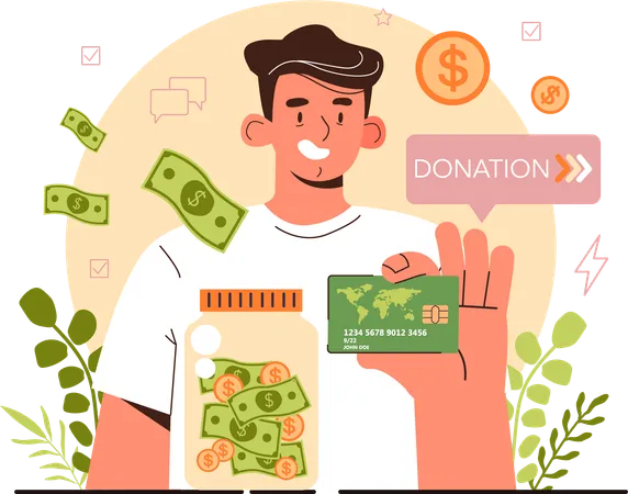 Man doing money donation  Illustration