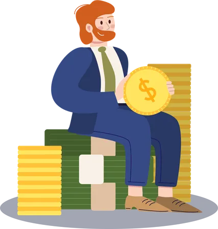 Man doing money management  Illustration