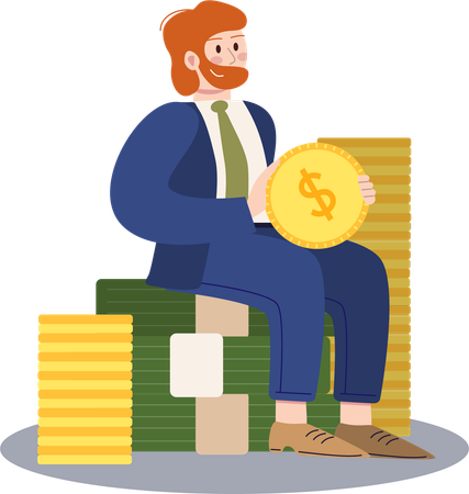 Man doing money management  Illustration