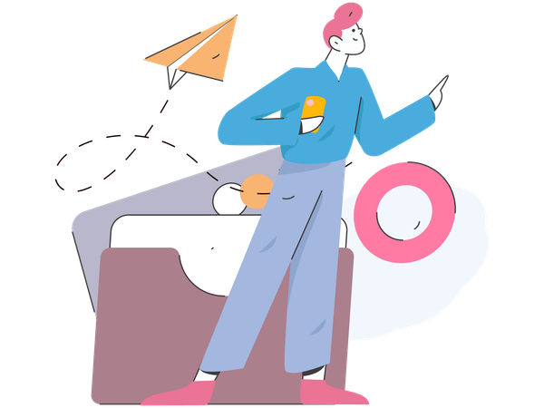 Man doing money management  Illustration