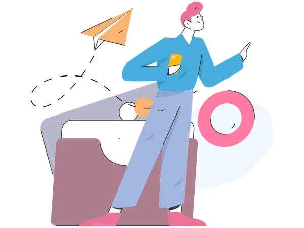 Man doing money management  Illustration