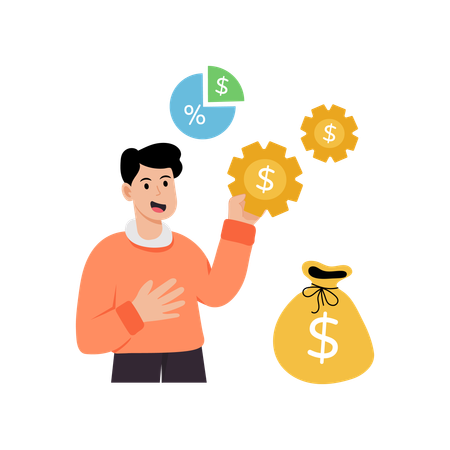 Man doing money management  Illustration