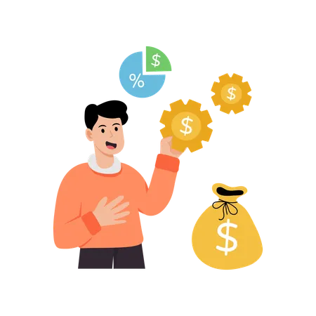 Man doing money management  Illustration