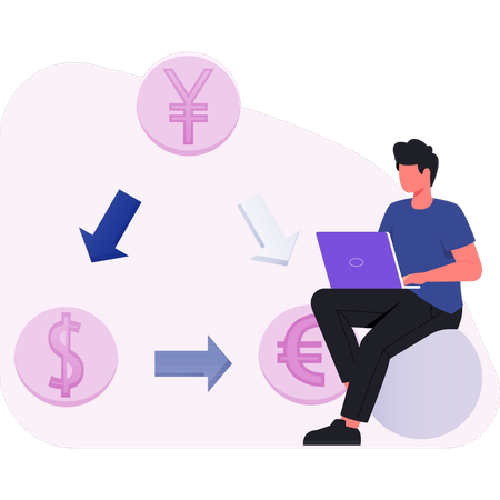 Man doing money transfer  Illustration