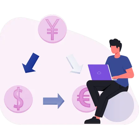 Man doing money transfer  Illustration