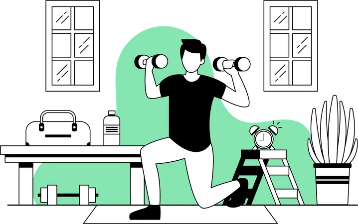 Man Doing Morning Exercise  Illustration