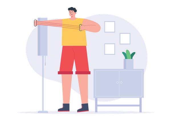 Man doing morning exercise  Illustration