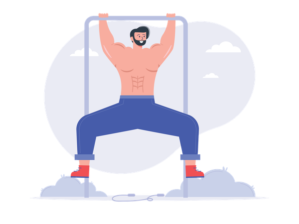 Man doing morning exercise  Illustration