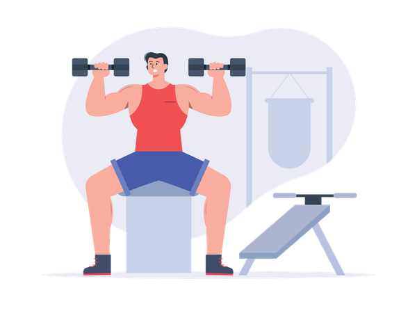 Man doing morning exercise  Illustration