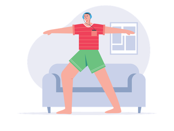 Man doing morning exercise  Illustration