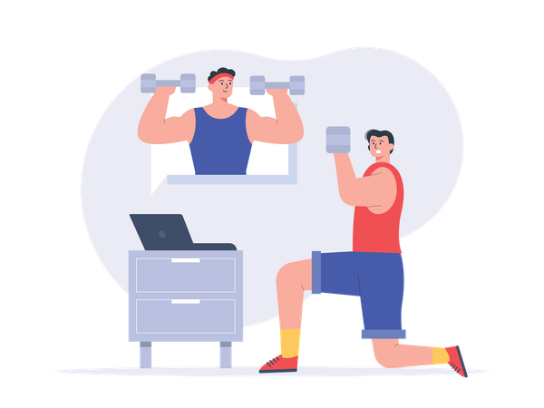 Man doing morning exercise  Illustration