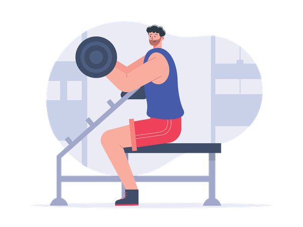 Man doing morning exercise  Illustration