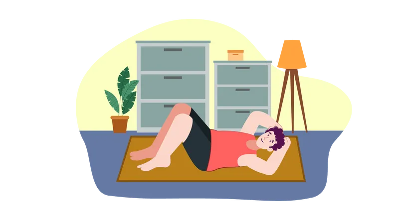 Man doing morning exercises  Illustration