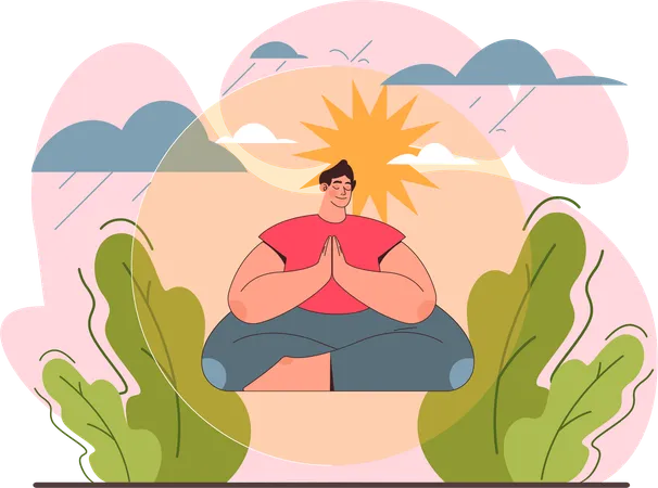 Man doing morning yoga  Illustration