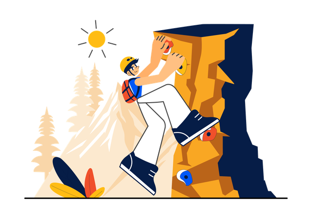 Man doing mountain climbing  Illustration