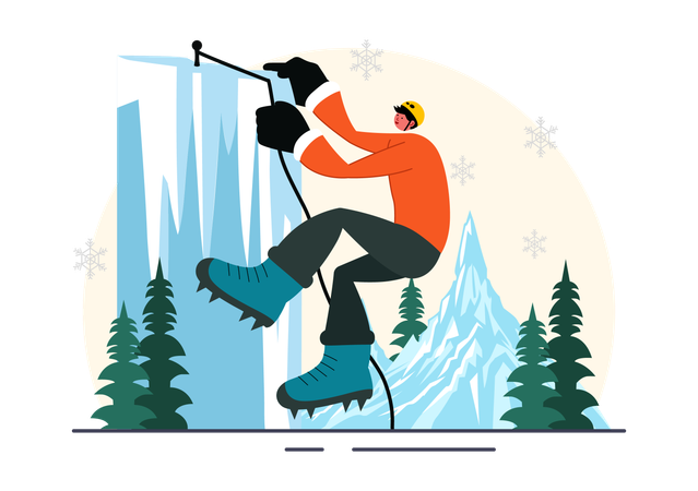 Man doing Mountain Expedition  Illustration