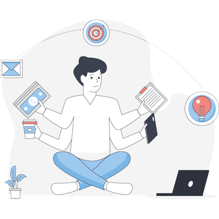 Man  doing multitasking  Illustration