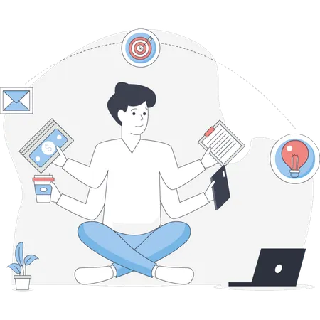 Man  doing multitasking  Illustration
