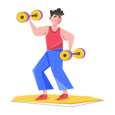 Man doing Muscle Training  Illustration