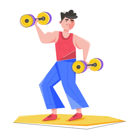 Man doing Muscle Training  Illustration