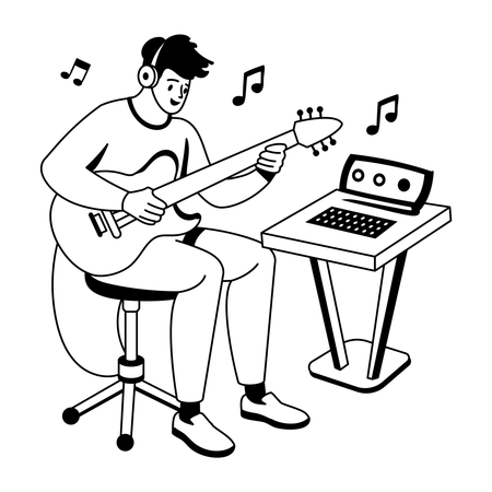 Man doing Music Production  Illustration