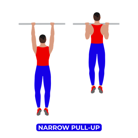 Man Doing Narrow Pull Up Exercise  Illustration